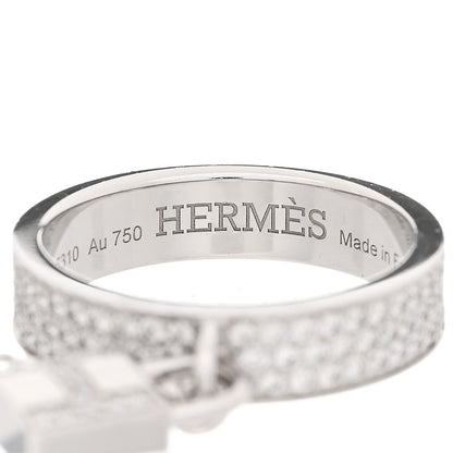 Hermes 18K White Gold Diamond Kelly Clochette Double Ring 50 5.25 6 of 8