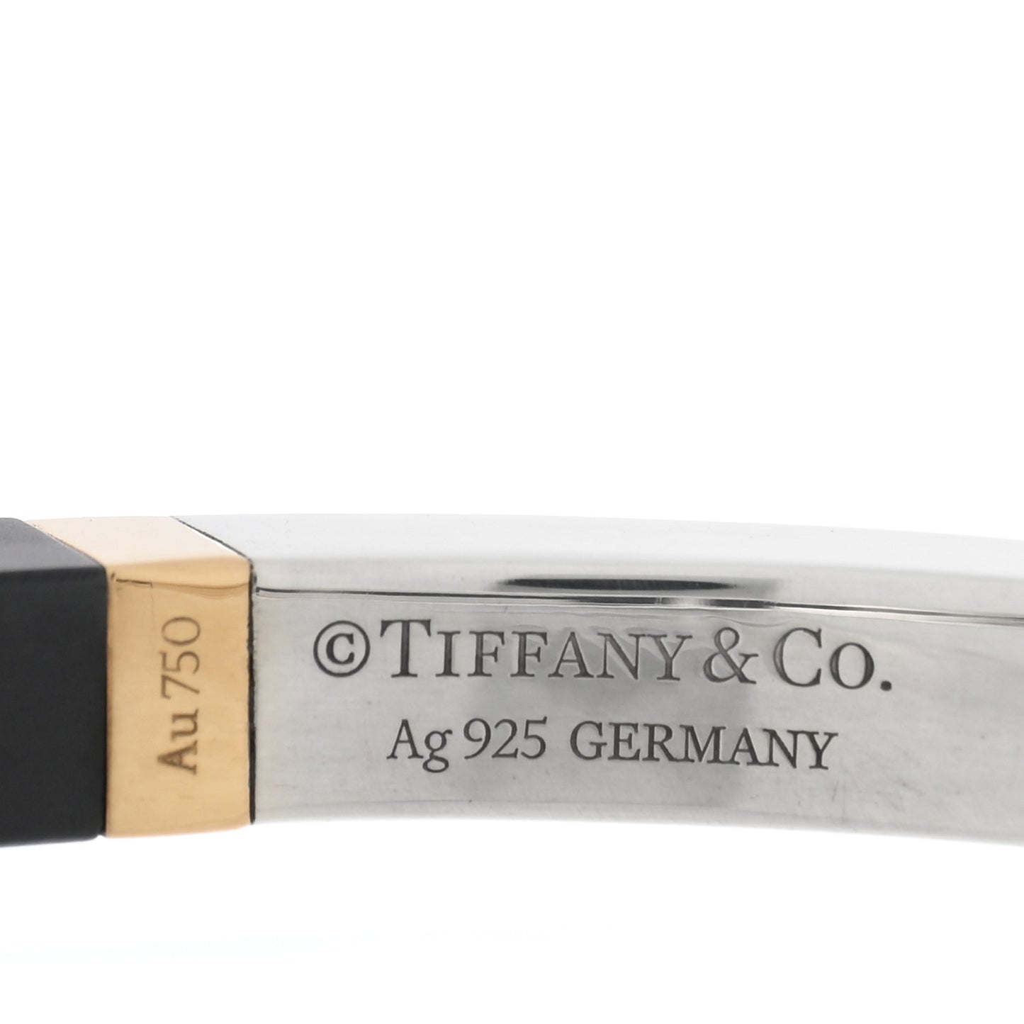 Sterling Silver 18K Yellow Gold Black Ceramic T Square Bracelet