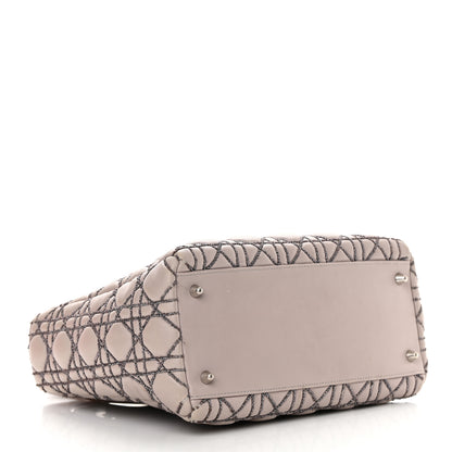Christian Dior Lambskin Metallic Stitched Cannage Medium Lady Dior Grey Silver 4 of 20