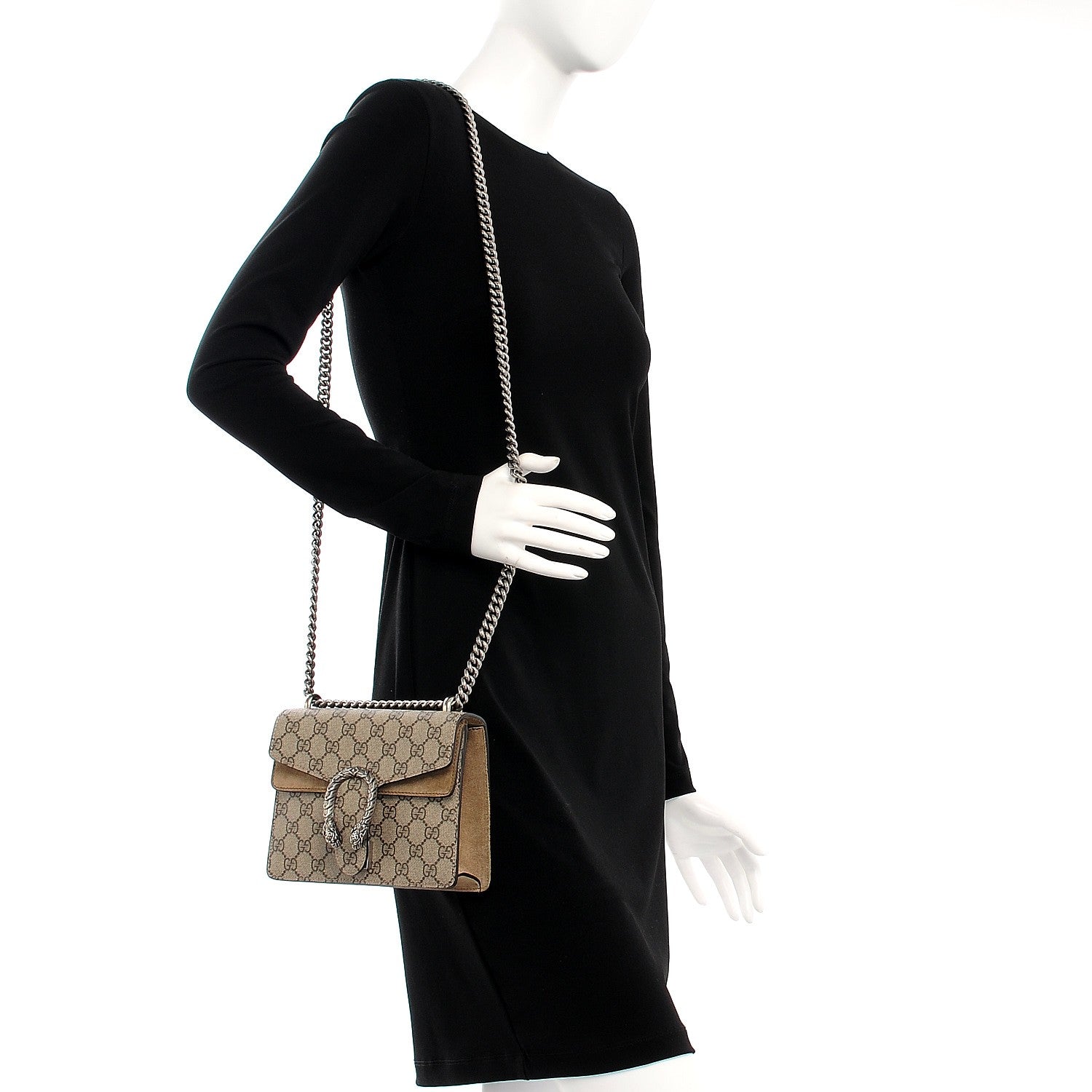 Gucci GG Supreme Monogram Mini Dionysus Shoulder Bag Taupe 2 of 8