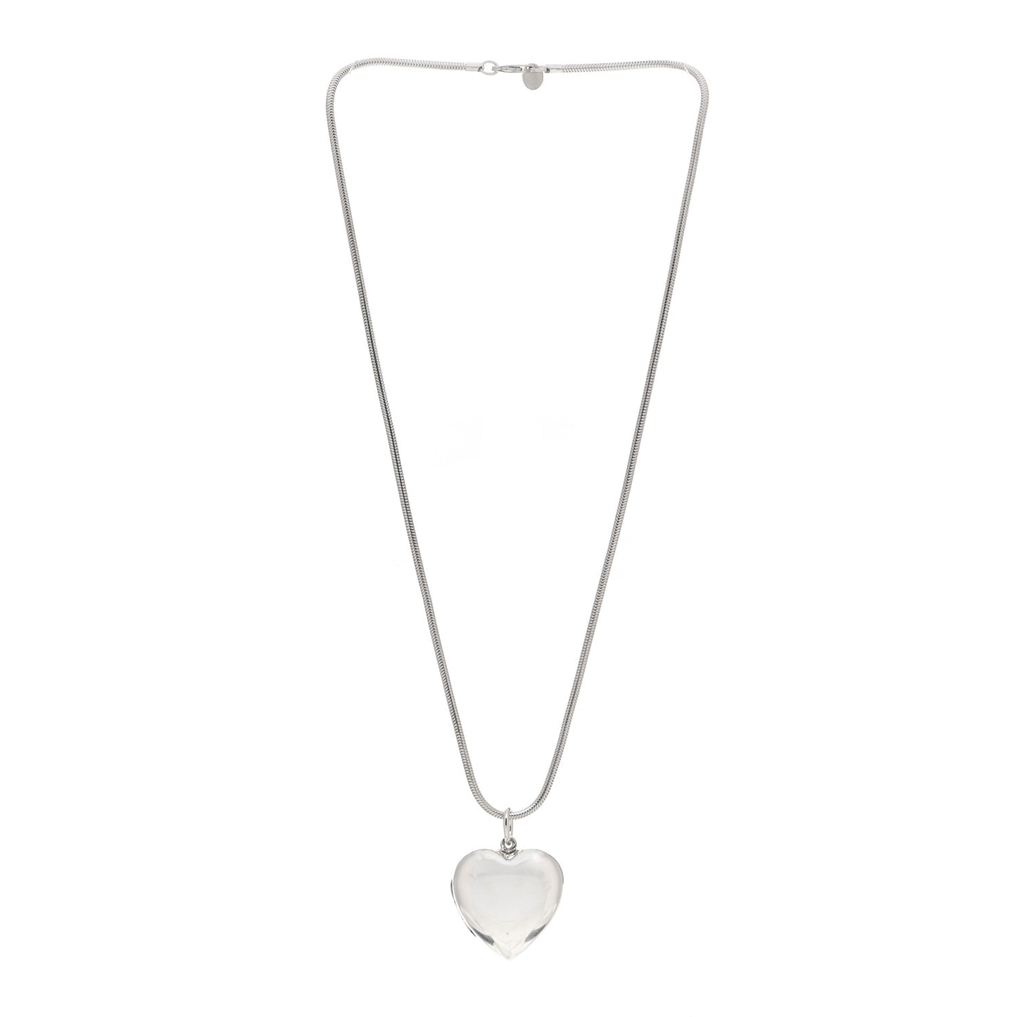 Sterling Silver Large Heart Locket Pendant Necklace