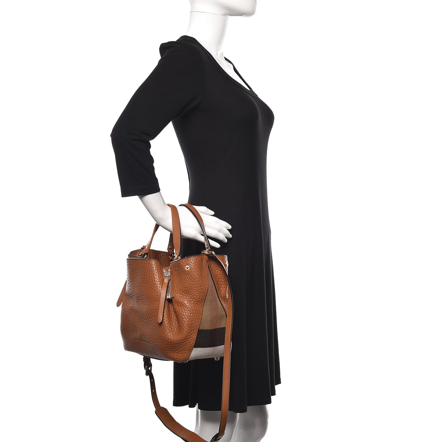 Burberry Grainy Calfskin House Check Small Maidstone Saddle Brown 2 of 12