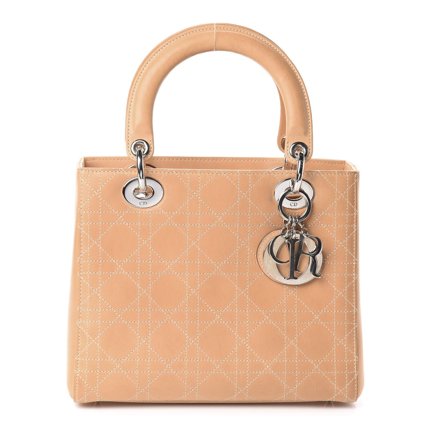Christian Dior Calfskin Cannage Medium Lady Dior Beige 1 of 7