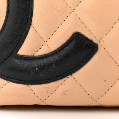 Chanel Calfskin Quilted Large Cambon Bowler Beige Black 16 of 18