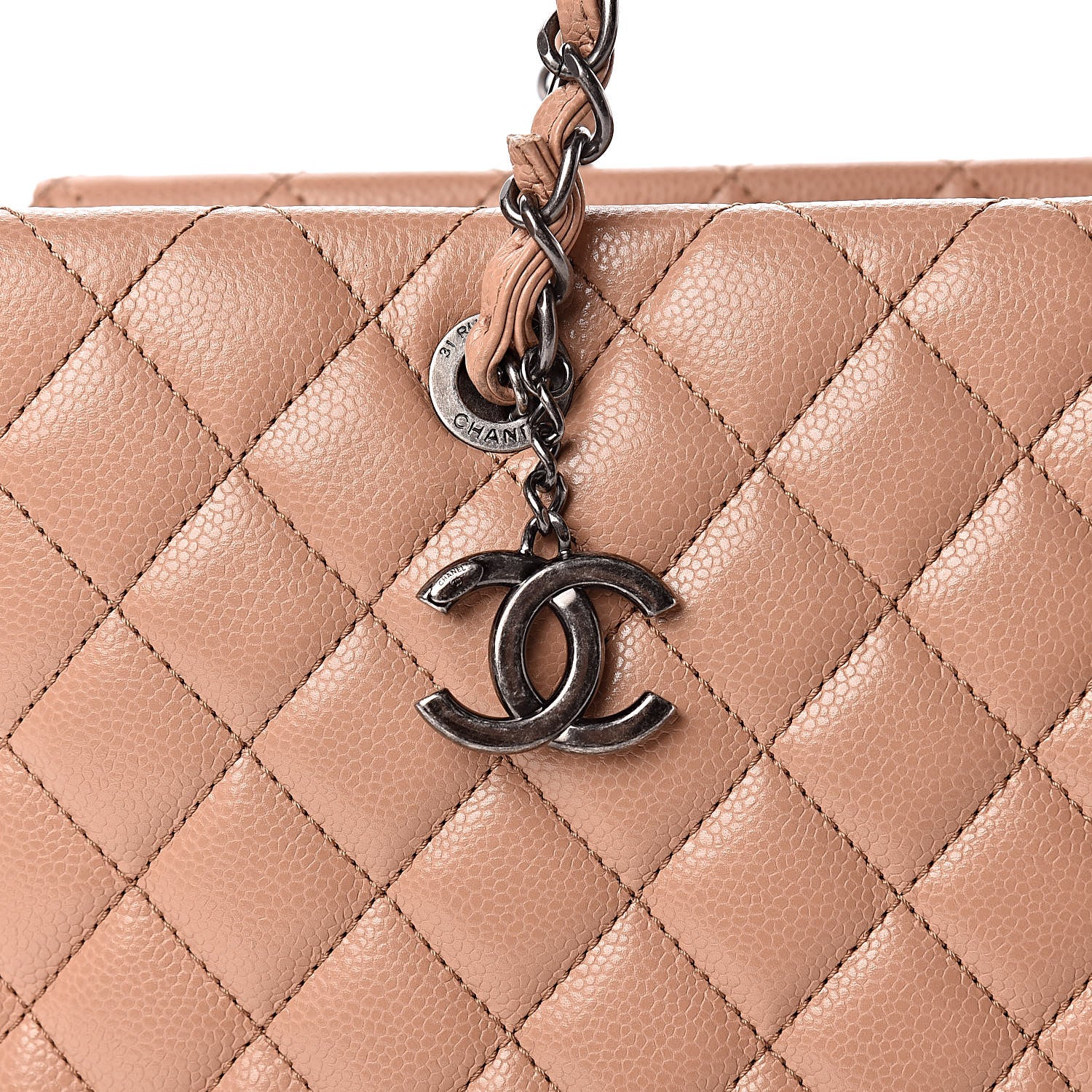 Chanel Caviar Quilted Large City Shopping Tote Beige 9 of 14