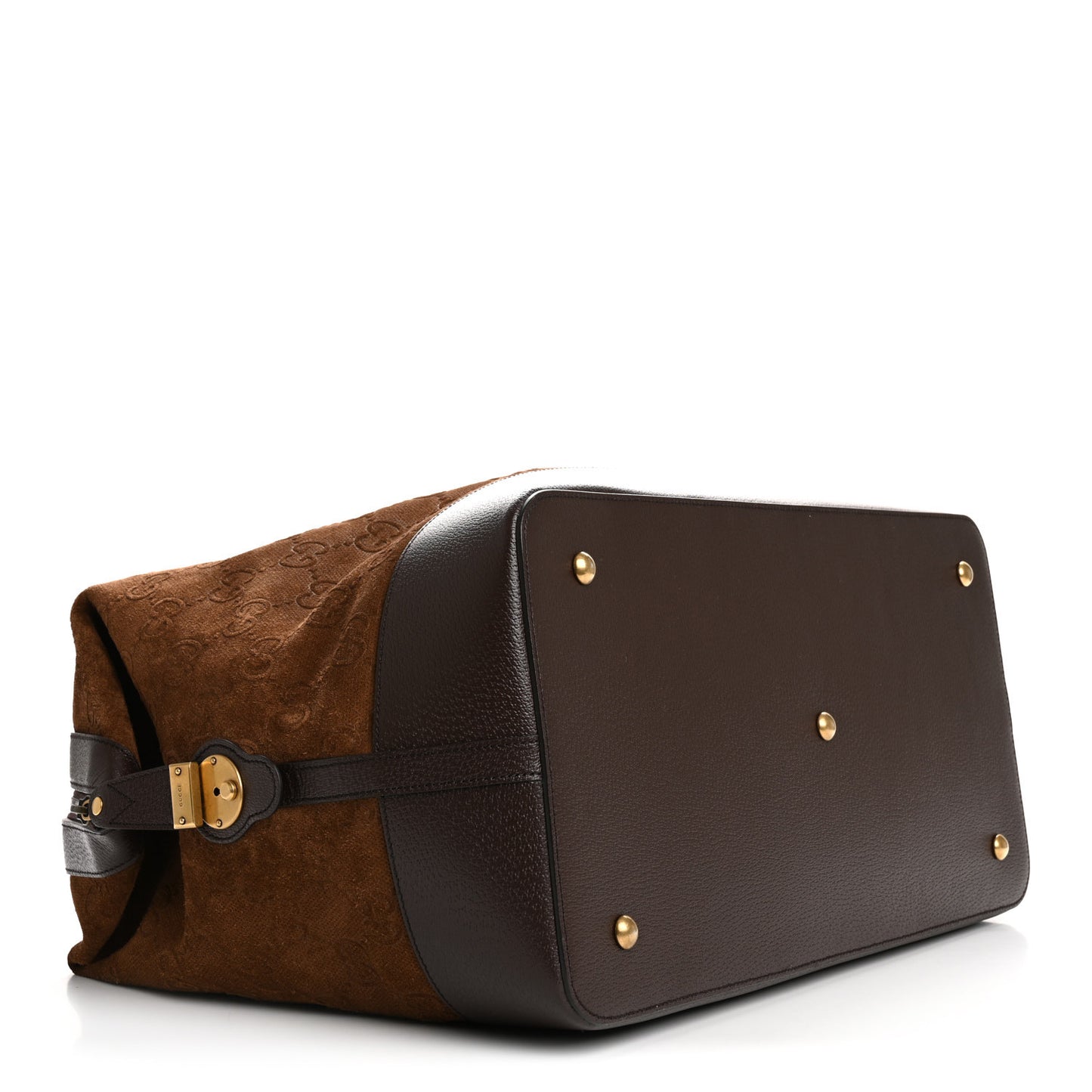 Suede Jumbo GG Debossed Textured Dollar Calfskin Savoy Travel Bag Wood Brown Chocolate