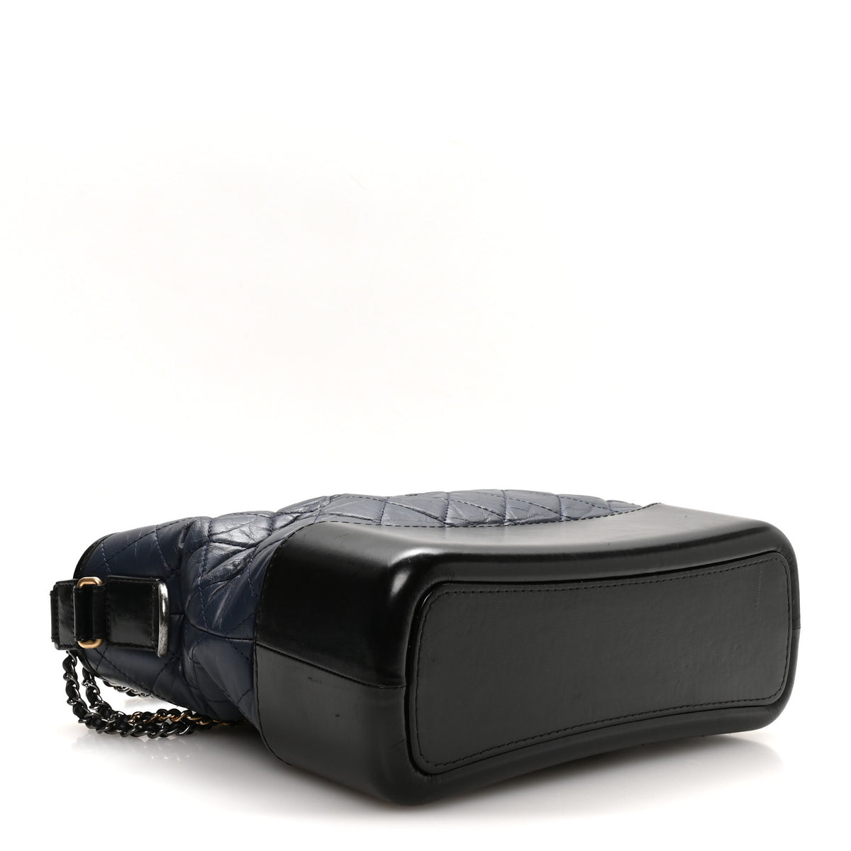 Aged Calfskin Quilted Medium Gabrielle Hobo Navy Black