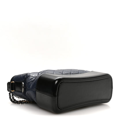 Chanel Aged Calfskin Quilted Medium Gabrielle Hobo Navy Black 7 of 19