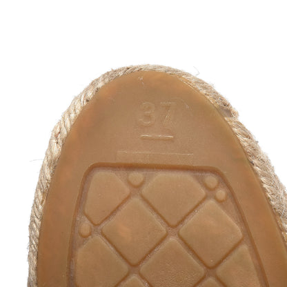 Chanel Suede Pearl CC Espadrilles 37 Beige Black 8 of 9