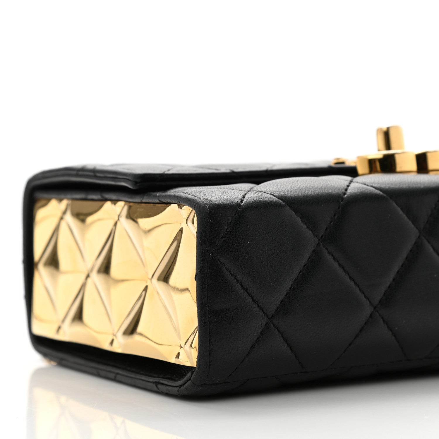 Chanel Lambskin Quilted Mini Golden Plate Flap Black 10 of 12