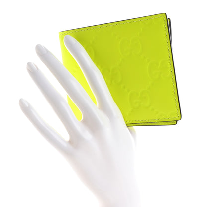 Gucci Rubber Effect GG Embossed Bi-Fold Wallet Fluorescent Yellow 2 of 9