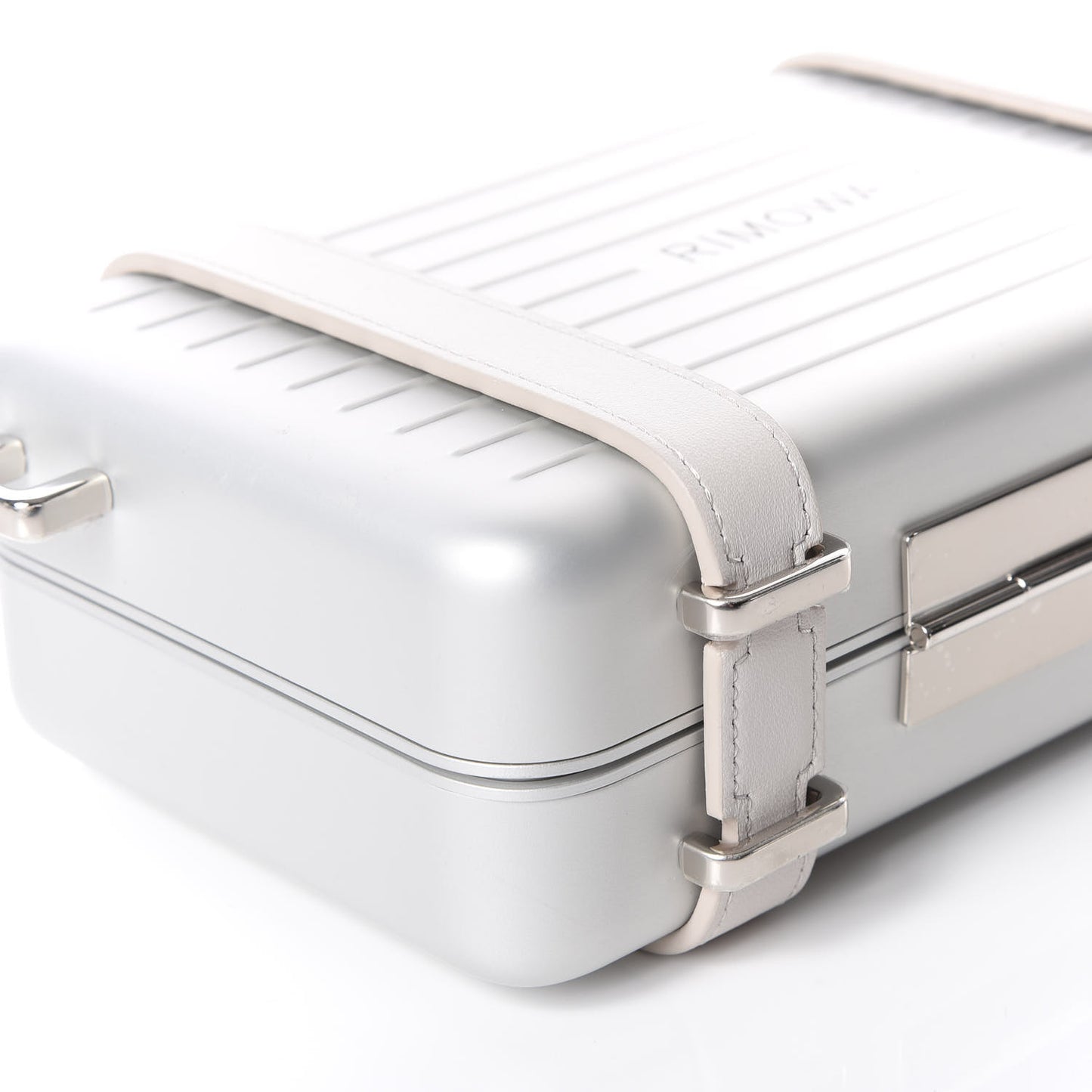 X RIMOWA Aluminum Personal Clutch On Strap Silver