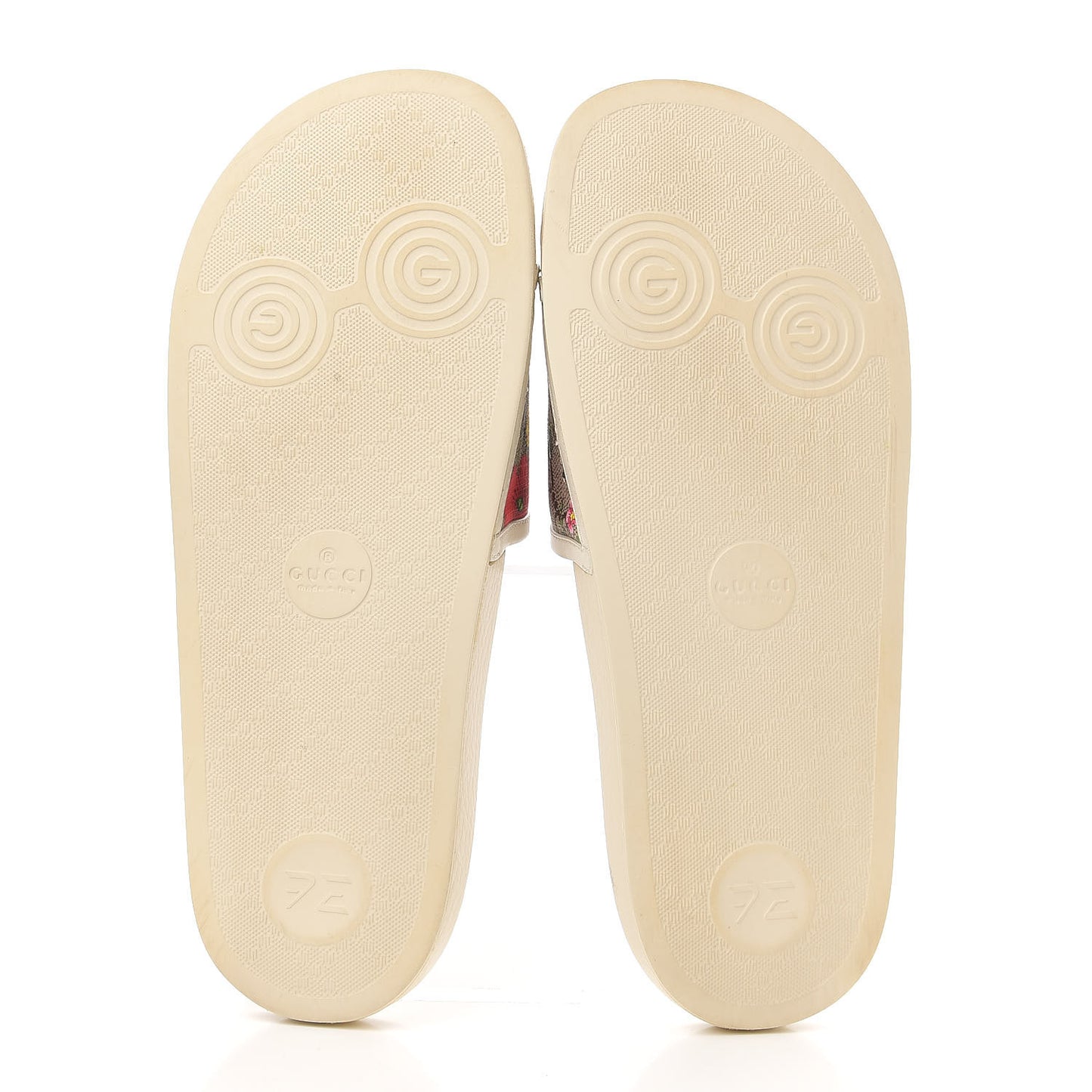 GG Supreme Monogram Flora Pursuit Slide Sandals 40 White