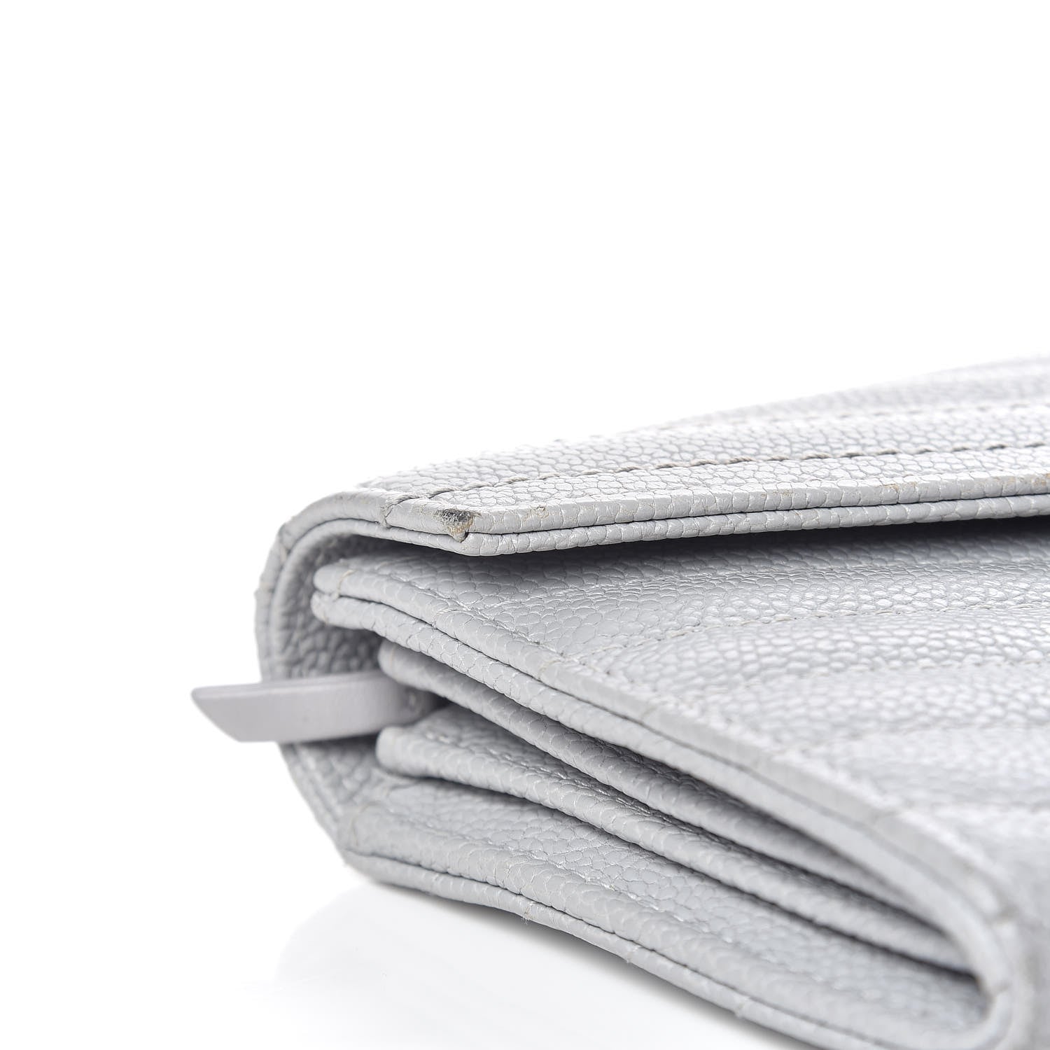 Chanel Caviar Chevron Quilted Large Gusset Flap Wallet Grey 10 of 17