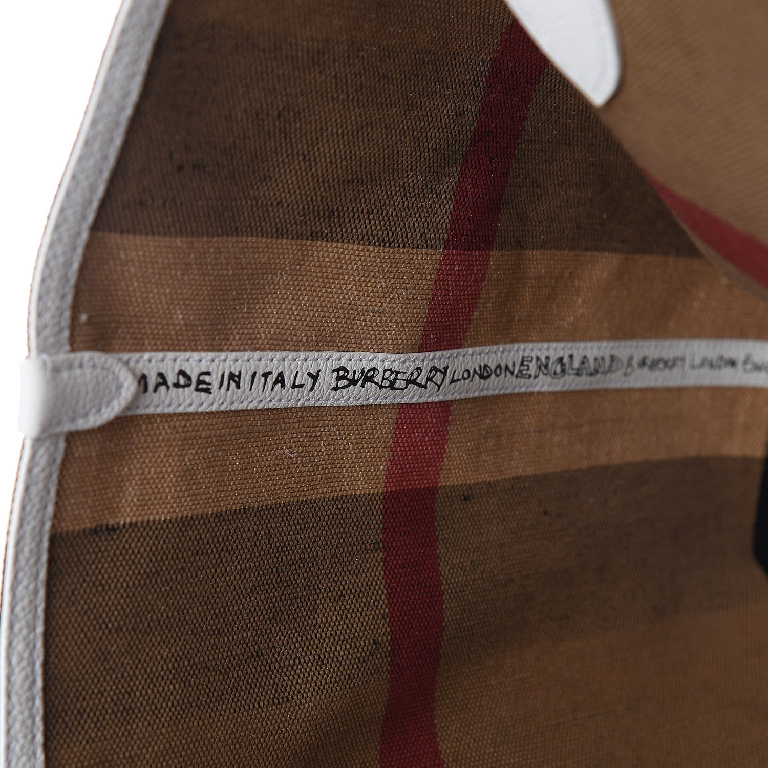 Burberry Coated Canvas Mega Check Medium Doodle Tote White 8 of 14