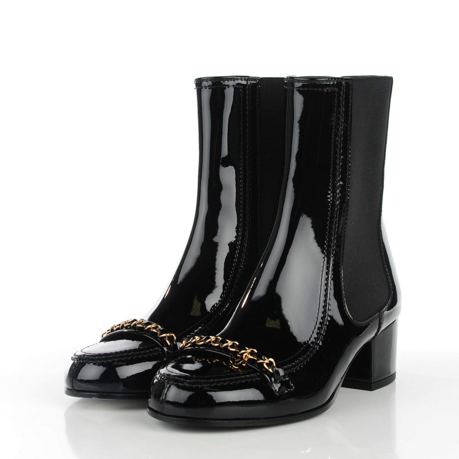 Chanel Patent Calfskin CC Boots 35.5 Black 3 of 8