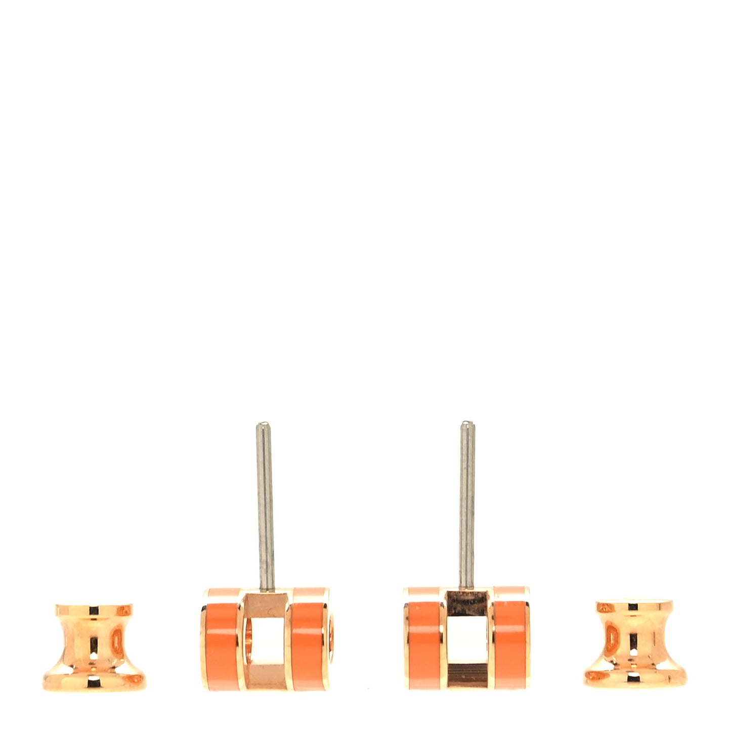 Gold Lacquered Mini Pop H Earrings Orange