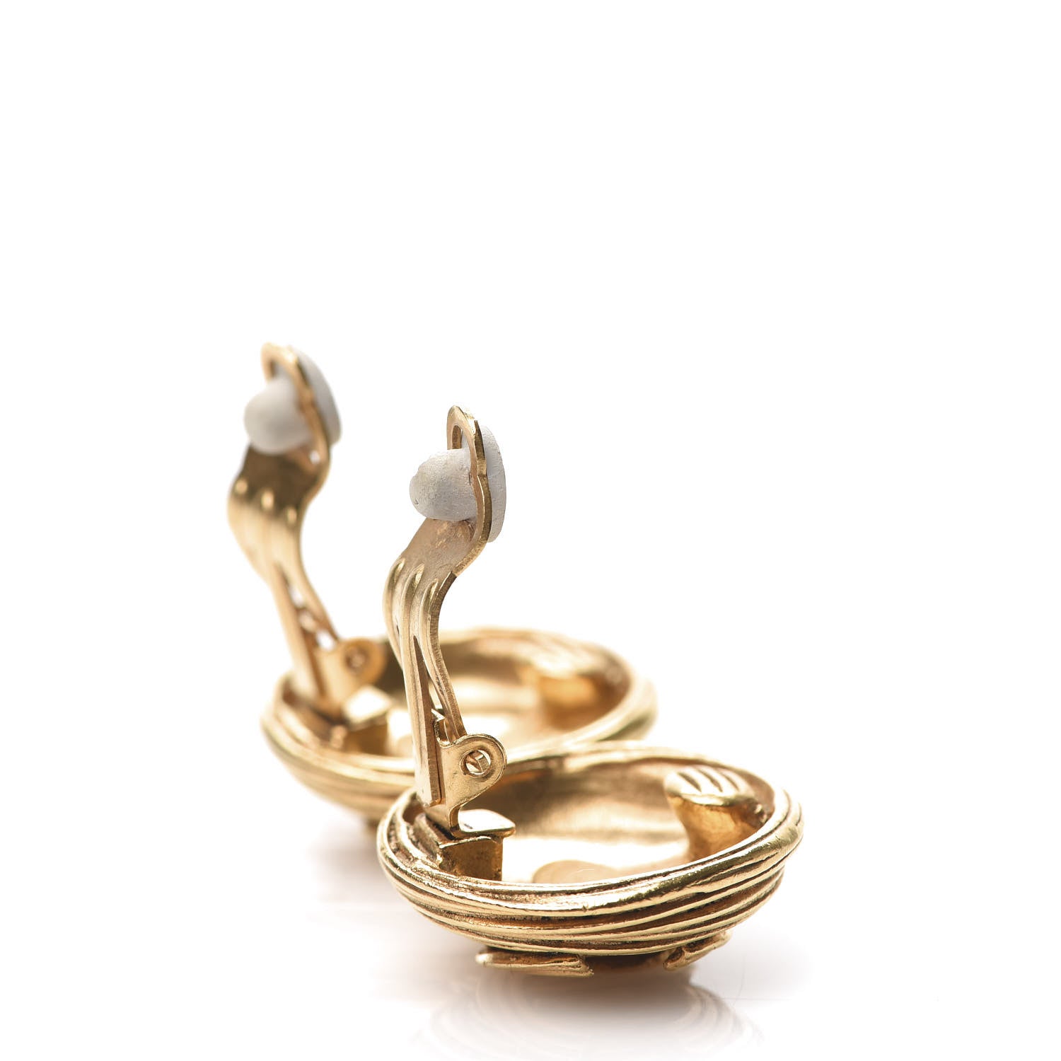 Chanel CC Button Clip On Earrings Gold 3 of 5