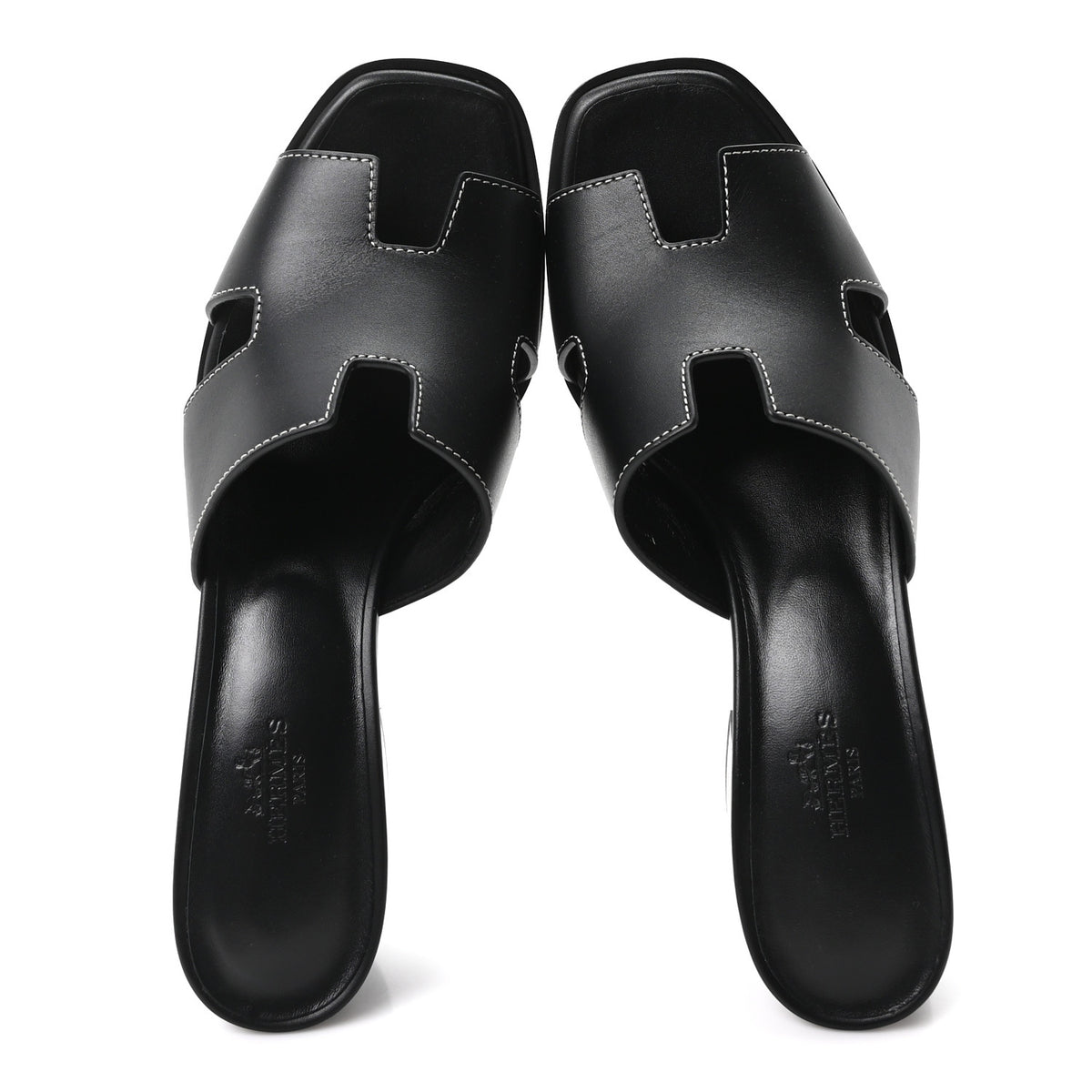 Hermes Calfskin Helia Sandals 38 Black 2 of 10
