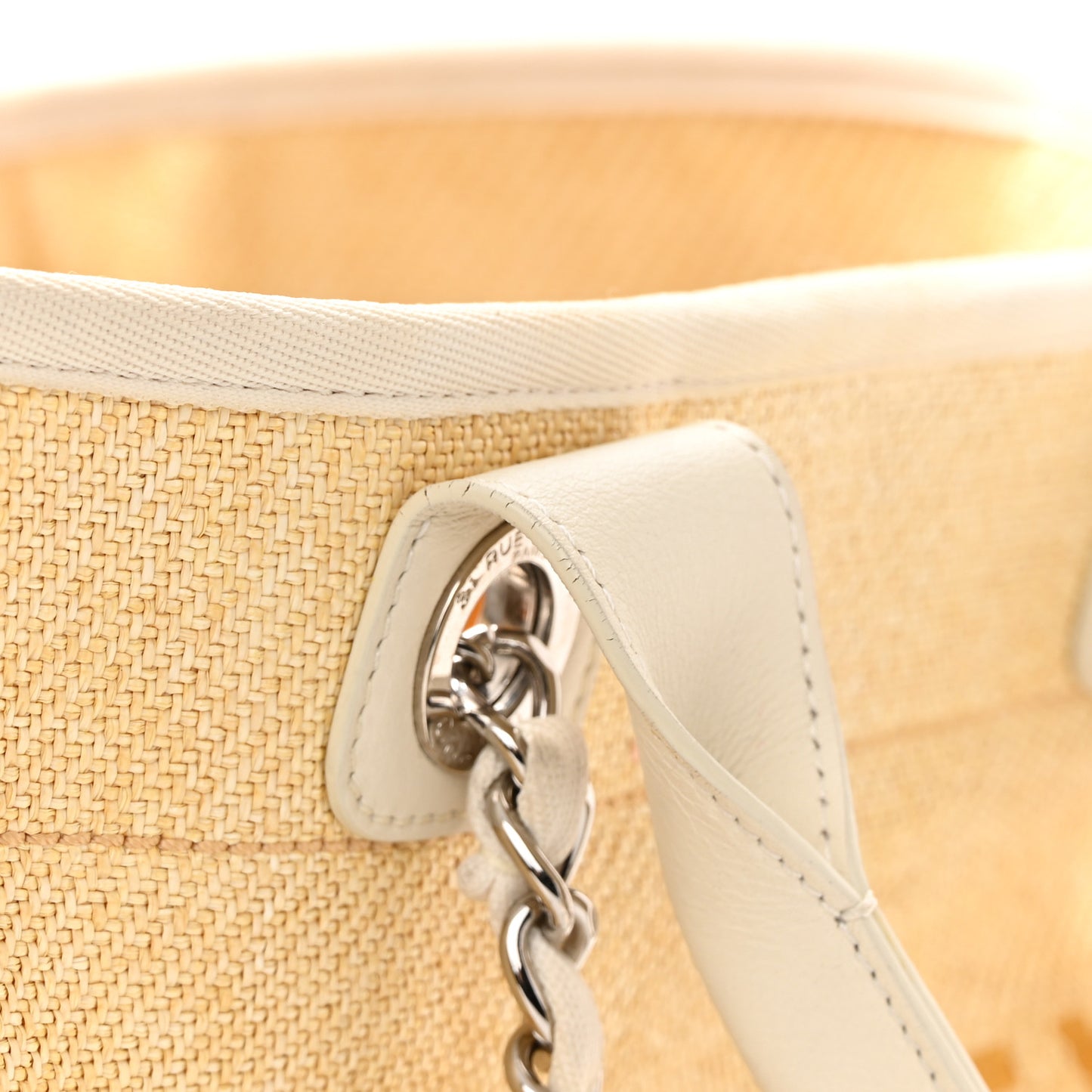 Woven Straw Raffia Medium Deauville Tote Beige