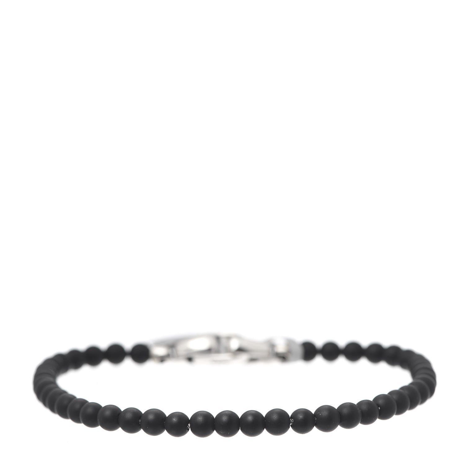 David Yurman Sterling Silver Black Onyx 4mm Spiritual Beads Bracelet 1 of 4