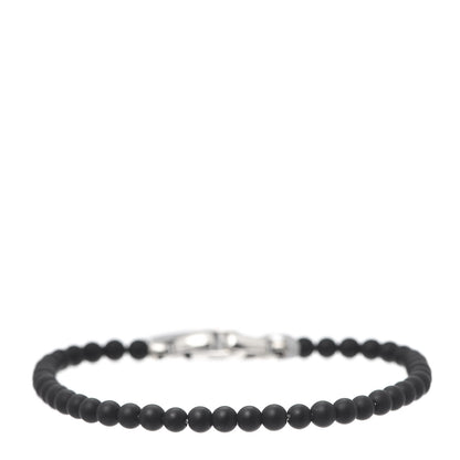 David Yurman Sterling Silver Black Onyx 4mm Spiritual Beads Bracelet 1 of 4