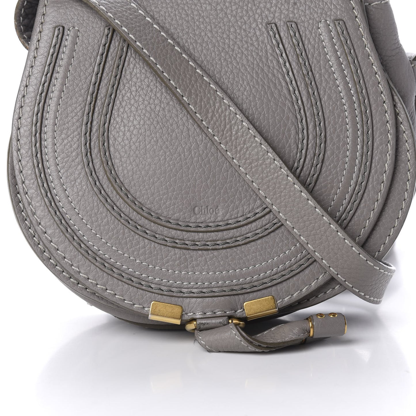 Calfskin Mini Marcie Round Crossbody Bag Cashmere Grey