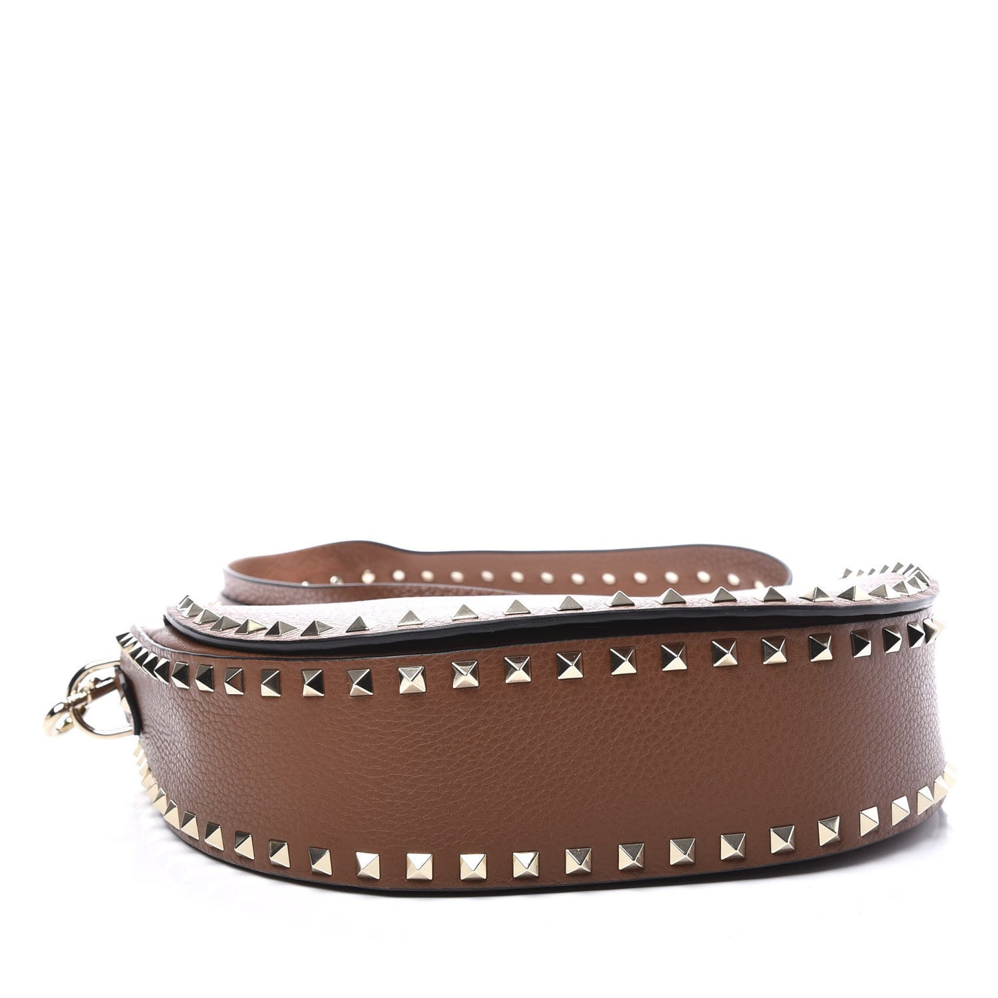 Calfskin Large Rockstud Halfmoon Saddle Bag Tan