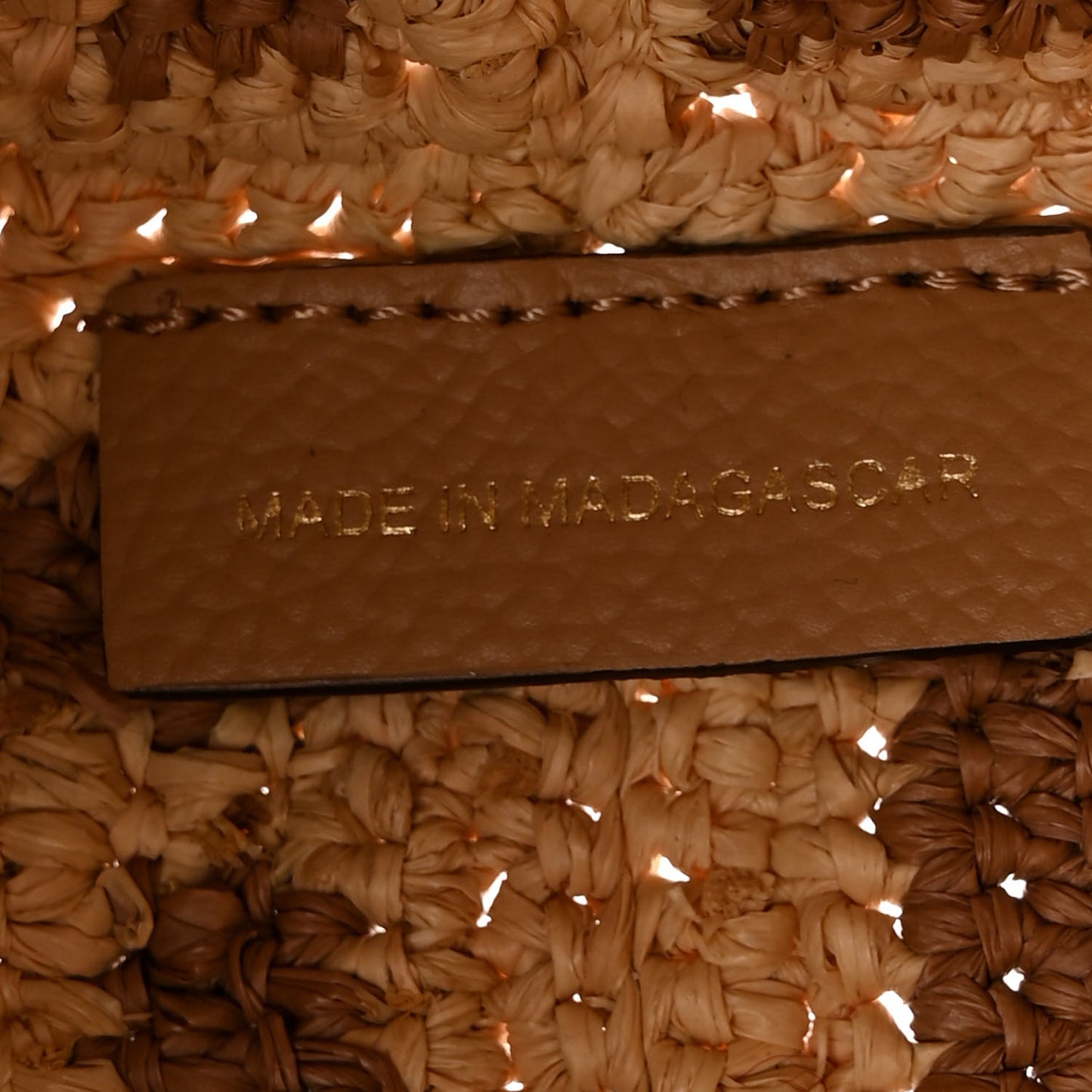 Raffia Cuoio Romano FF Crochet Small Roll Shopper Natural Dark Honey