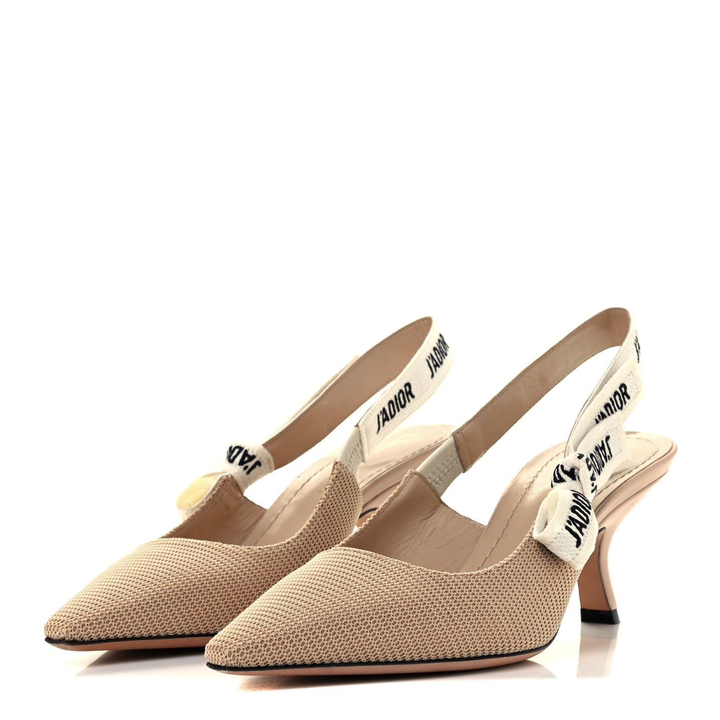 Technical Canvas Ribbon J Adior Slingback 65mm Pumps 36.5 Powder Nude