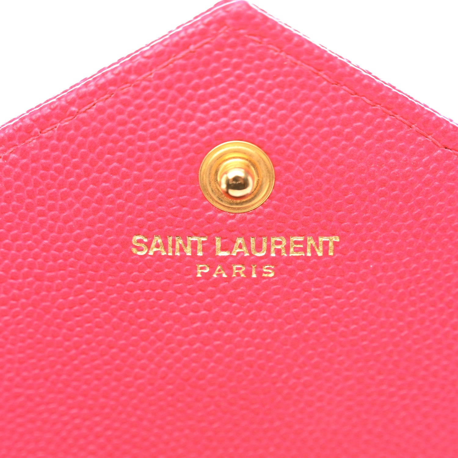 Saint Laurent Grain De Poudre Matelasse Chevron Monogram Chain Wallet Hot Pink 6 of 10
