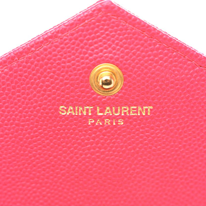 Saint Laurent Grain De Poudre Matelasse Chevron Monogram Chain Wallet Hot Pink 6 of 10