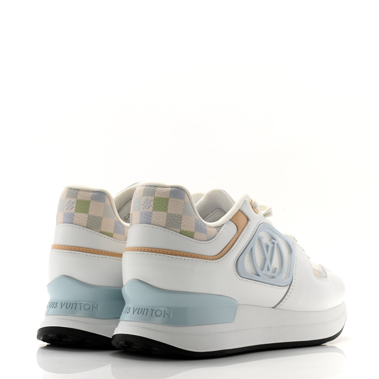 Calfskin Damier Azur Run Away Sneakers 38 Bleu Clair
