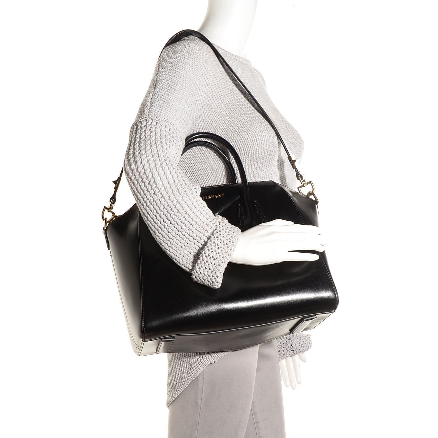 Givenchy Shiny Lord Calfskin Medium Antigona Black 2 of 11
