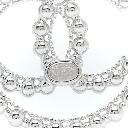 Chanel Metal Bead Round CC Drop Earrings Silver 4 of 5
