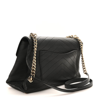 Chanel Calfskin Chevron Stitched Large Envelope Flap Black 2 of 10