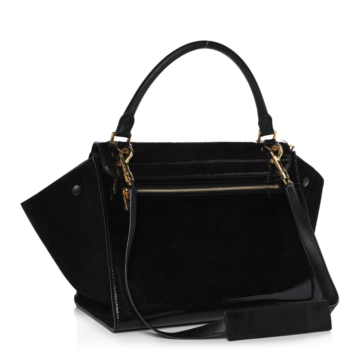 Patent Suede Medium Trapeze Black