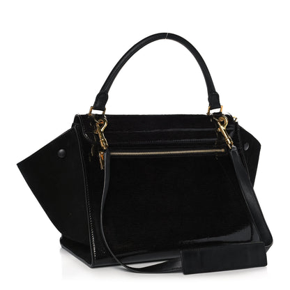 Celine Patent Suede Medium Trapeze Black 3 of 22