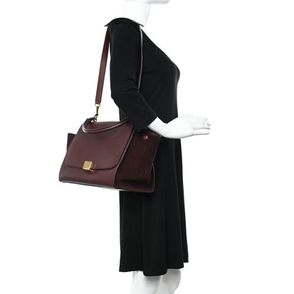Celine Smooth Calfskin Suede Medium Trapeze Burgundy 2 of 10