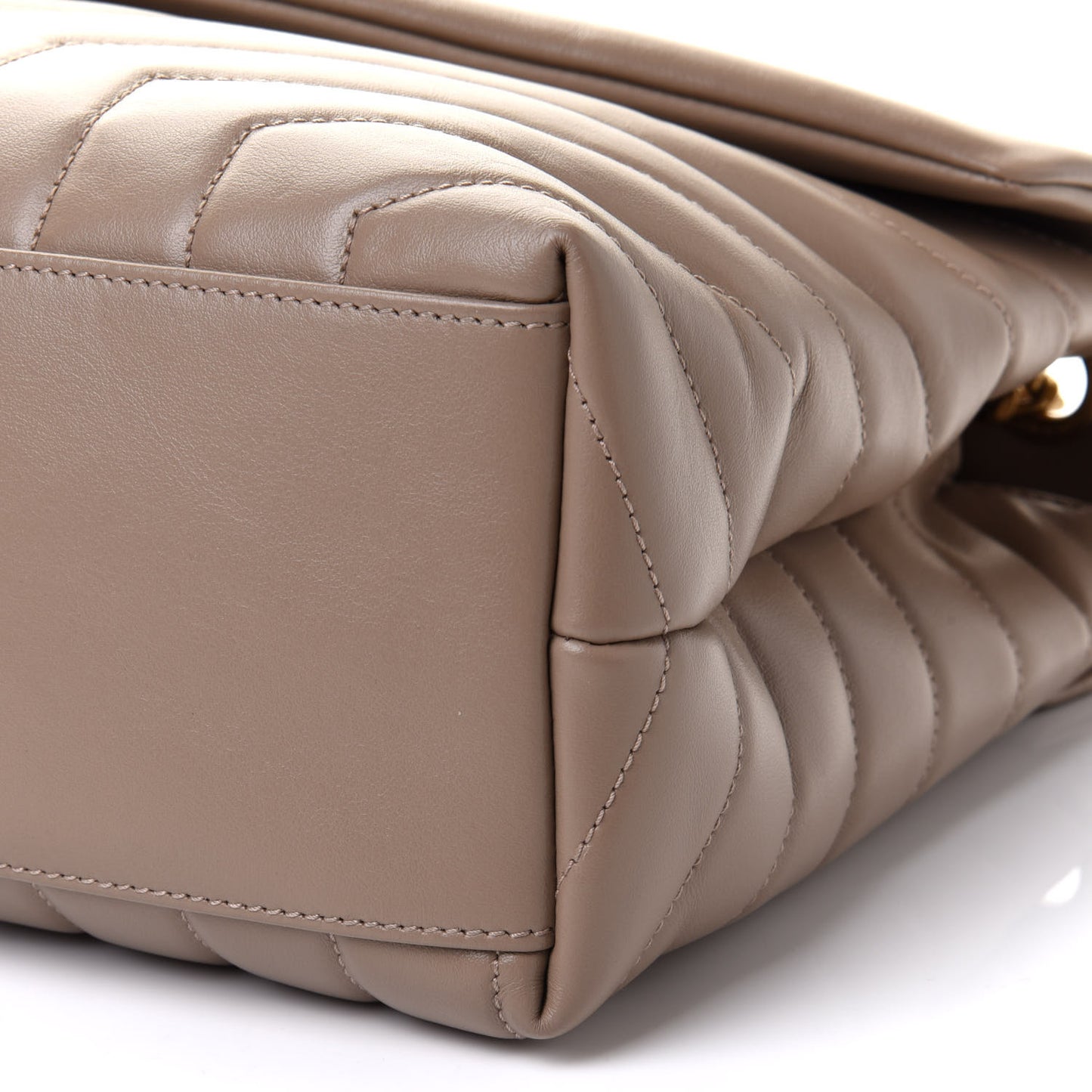 Calfskin Y Quilted Monogram Medium Loulou Chain Satchel Dark Beige