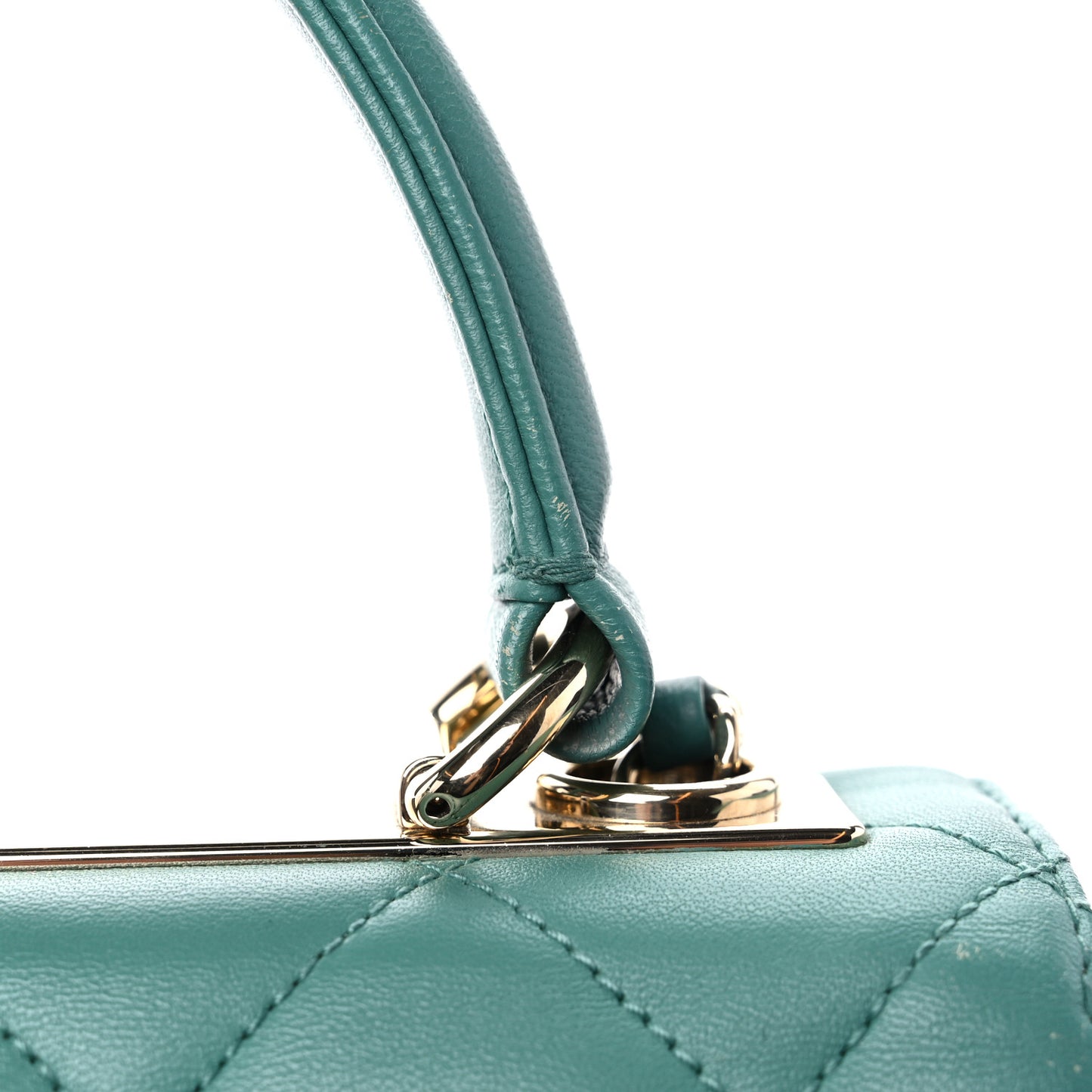 Lambskin Quilted Small Trendy CC Flap Dual Handle Bag Light Green