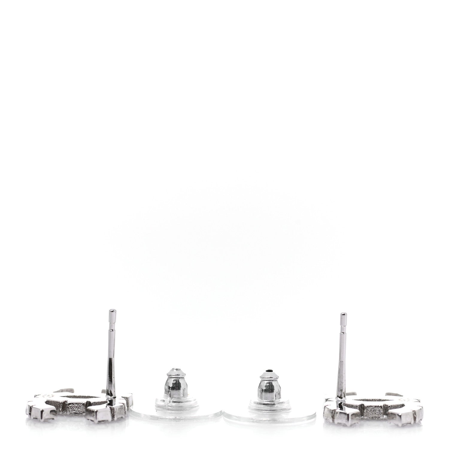 Chanel Crystal CC Earrings Silver 3 of 5