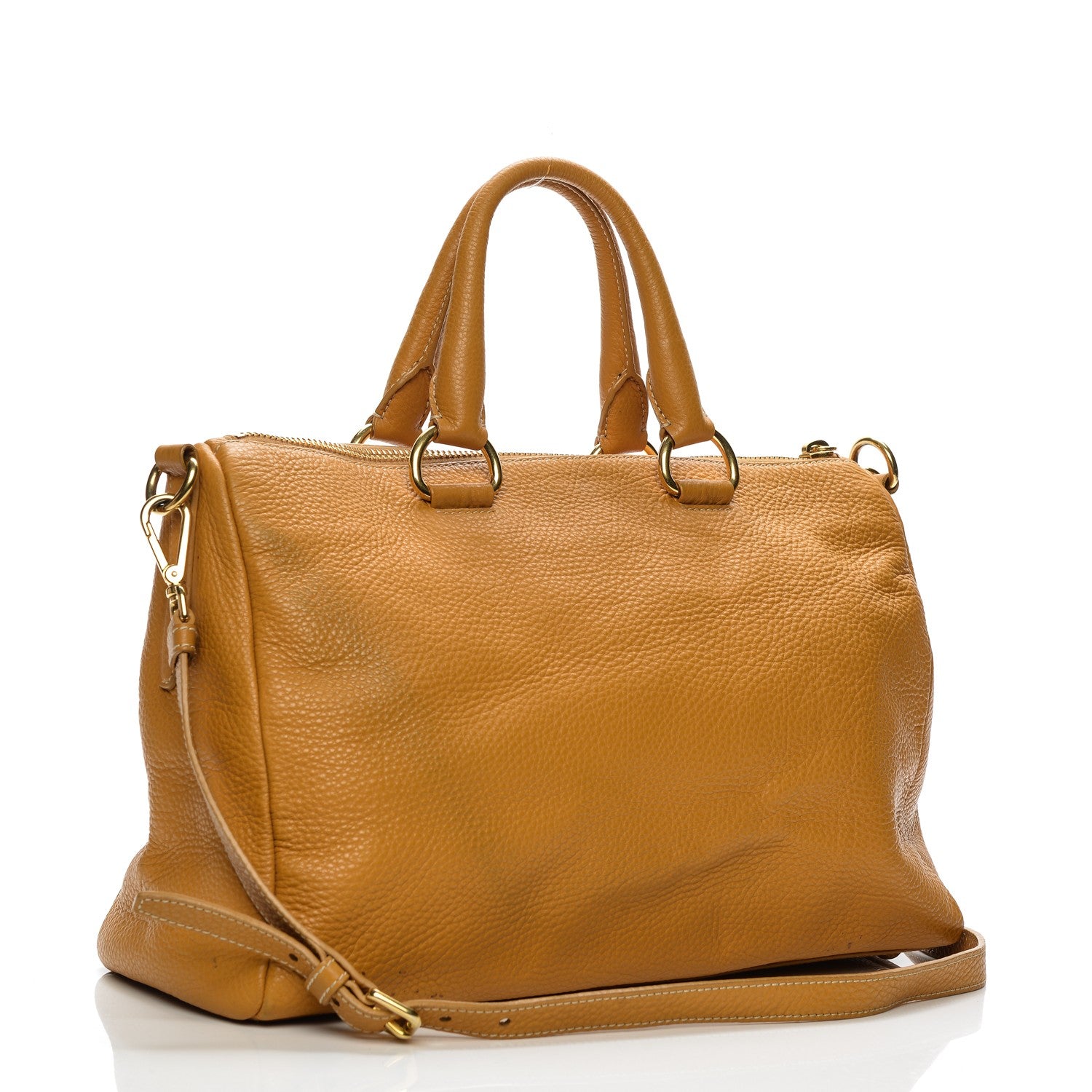 Prada Vitello Daino Top Handle Zip Tote Ocra 3 of 11