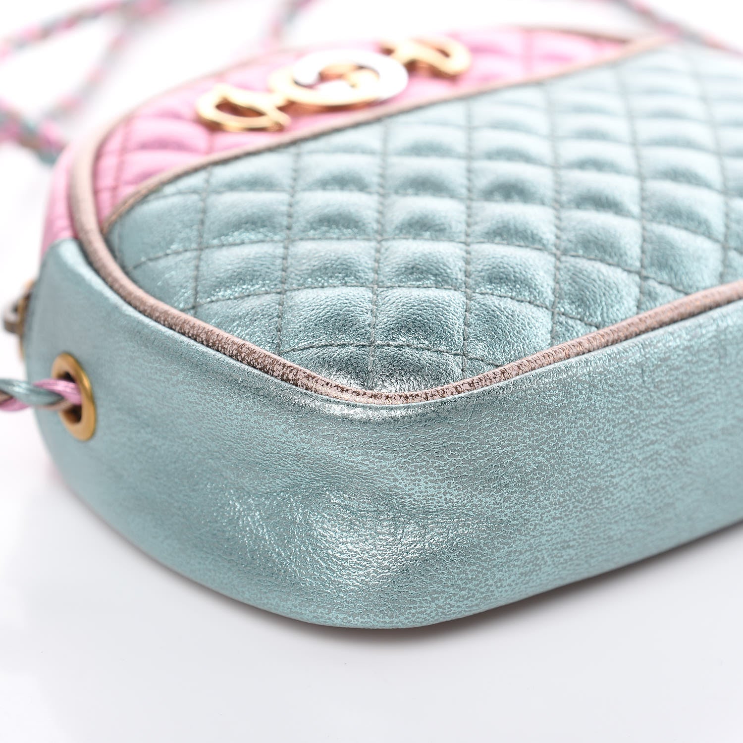 Gucci Laminated Nappa Trapuntata Mini Zumi Dome Shoulder Bag Rosa Lago Rame 8 of 9