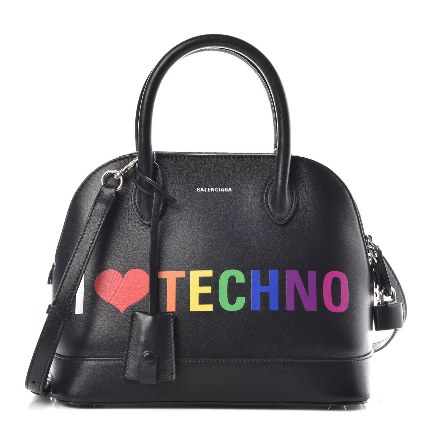 Calfskin I Love Techno S Ville Top Handle Bag Black Multicolor