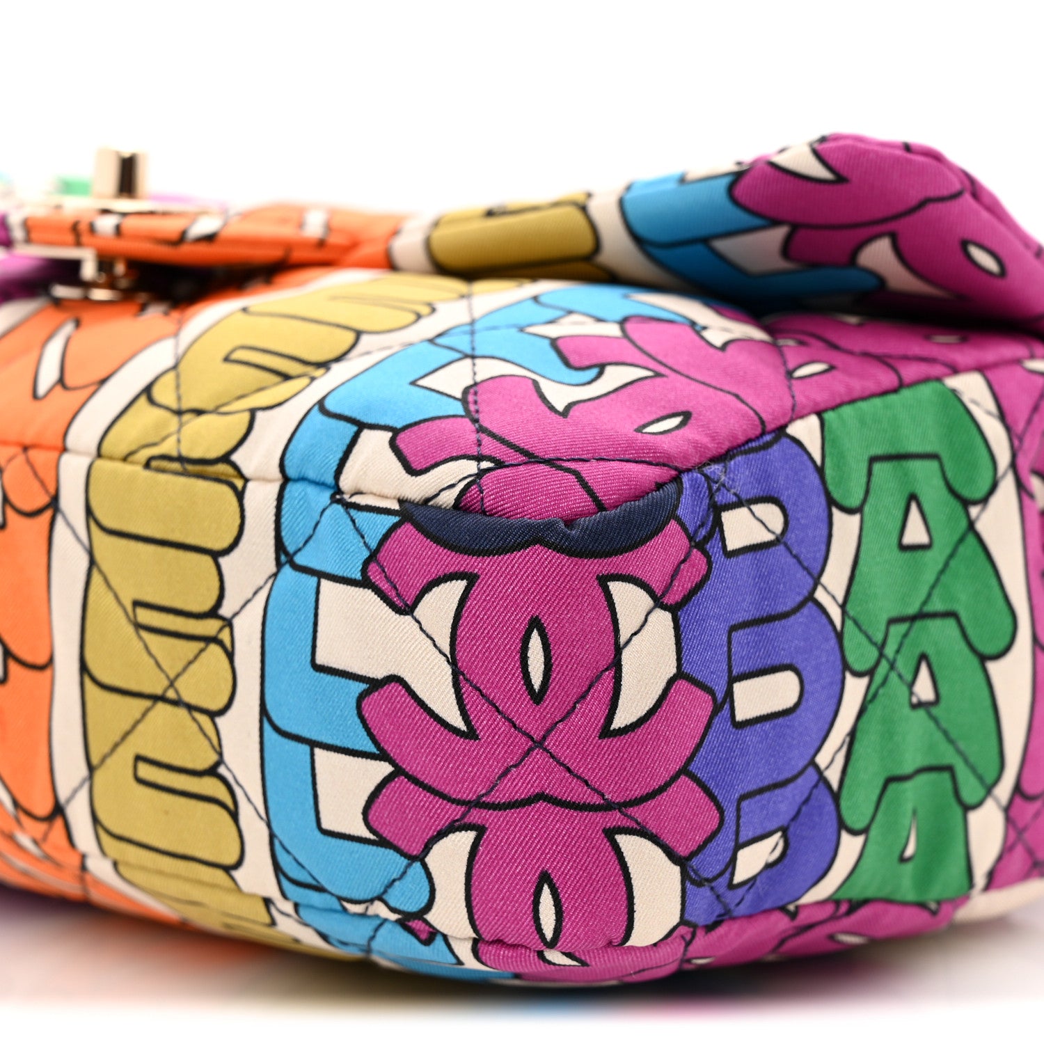 Chanel Printed Fabric Quilted Logo Single Flap Bag Multicolor 10 of 11
