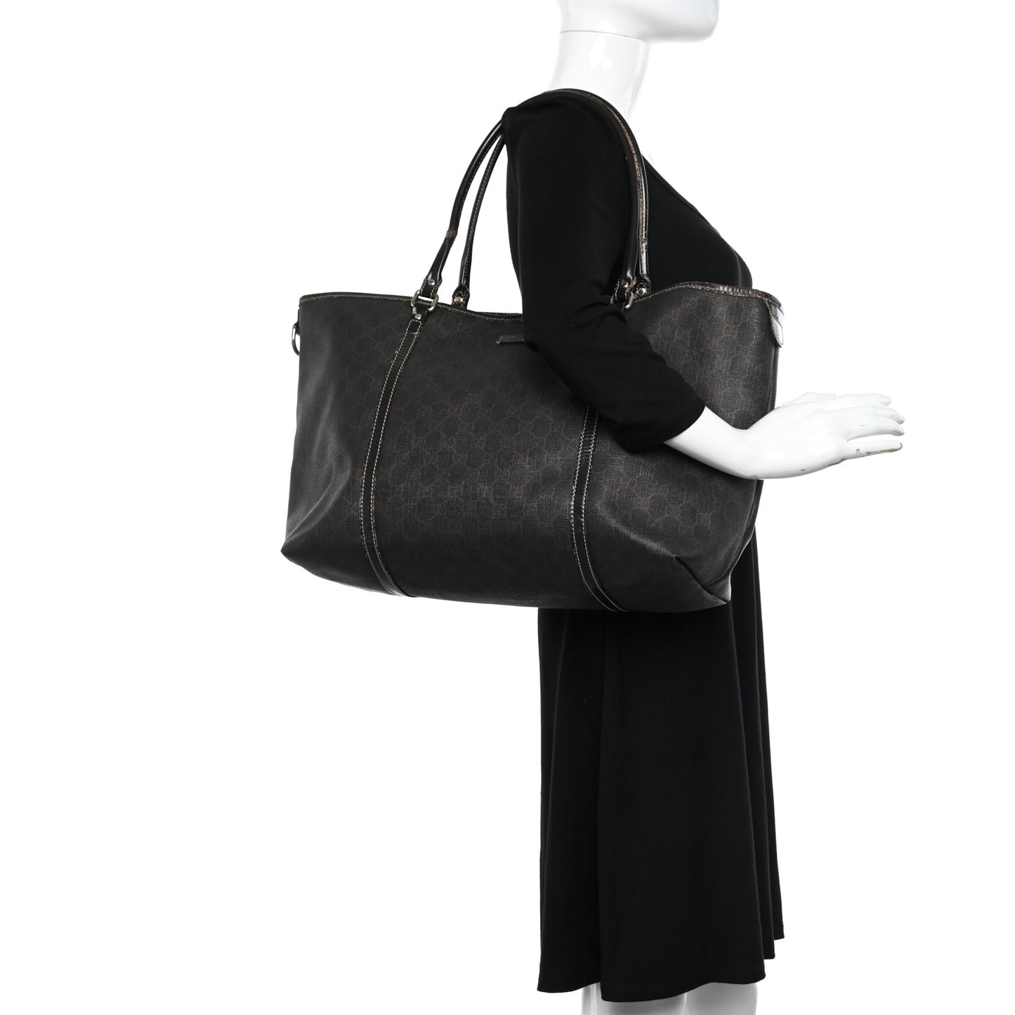 GG Plus Monogram Large Joy Tote Dark Brown