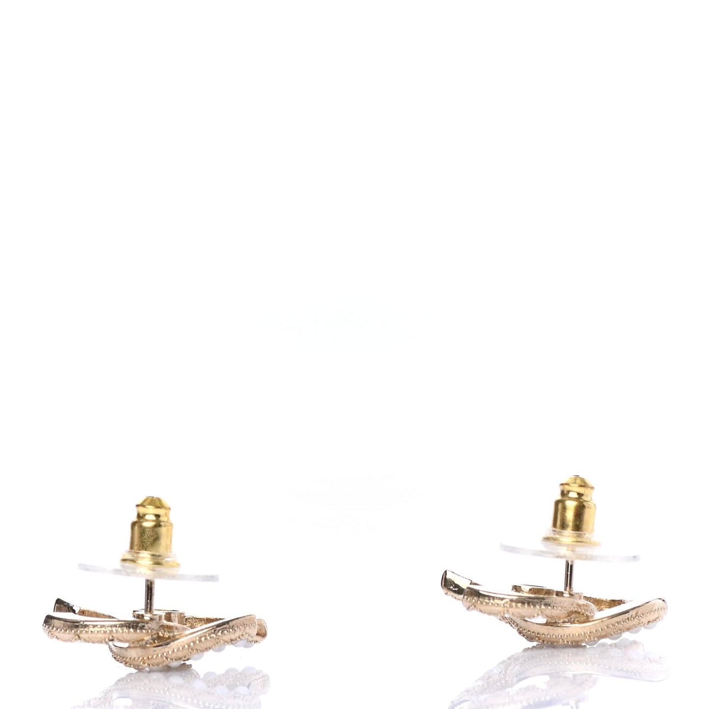 Crystal Pearl CC Earrings Gold