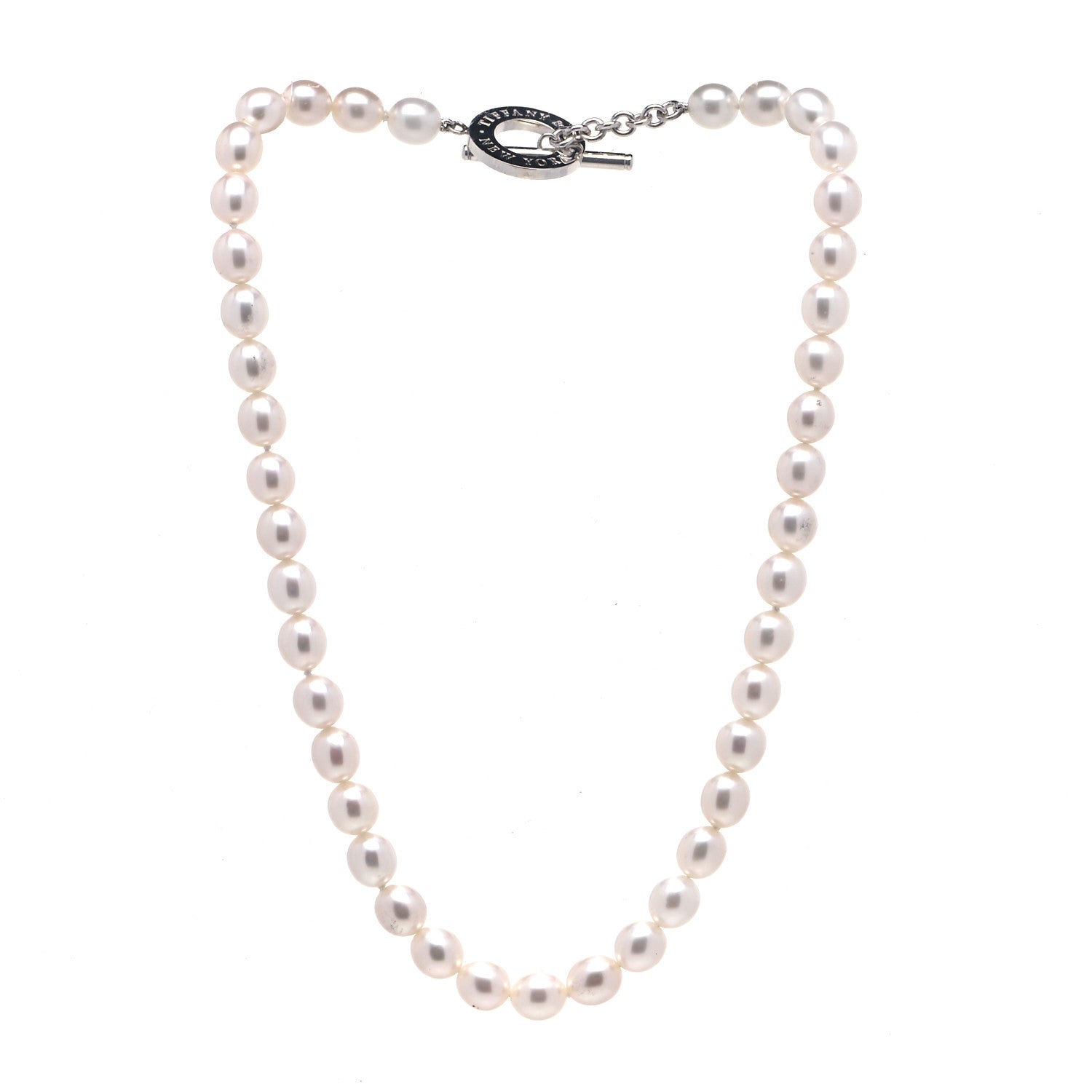 Tiffany Sterling Silver Pearl Strand Toggle Necklace 2 of 4