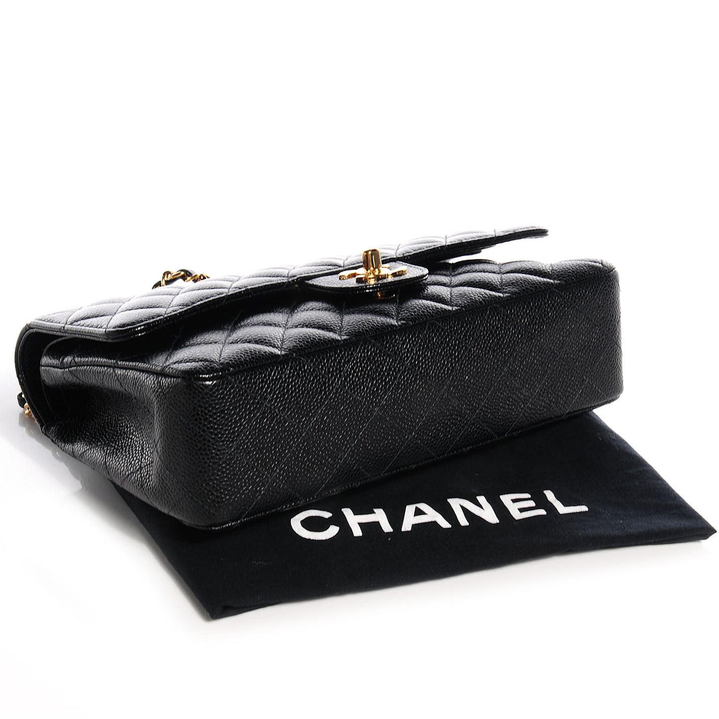 Caviar Quilted Medium Double Flap Black